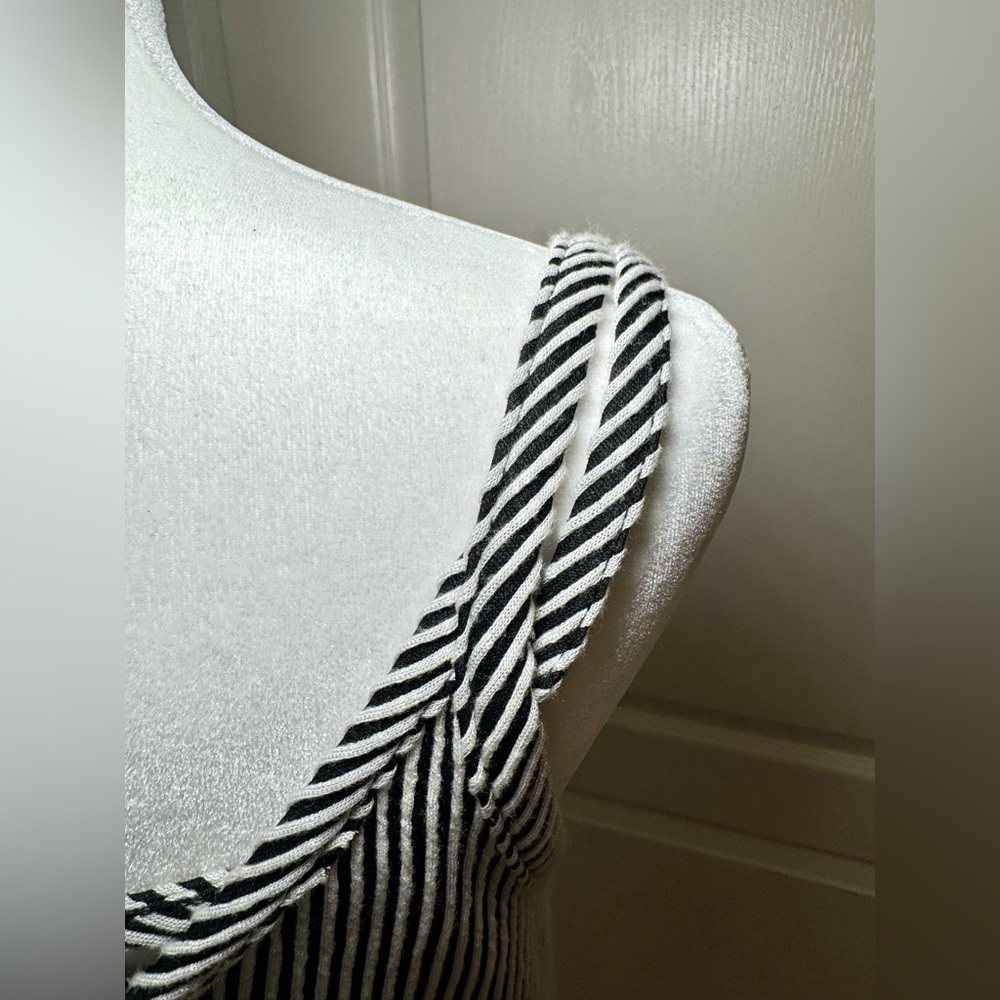 NWT Black White Striped Slip Dress Midi Nightgown Lounge, Small, Soft Stretch - Picture 5 of 7
